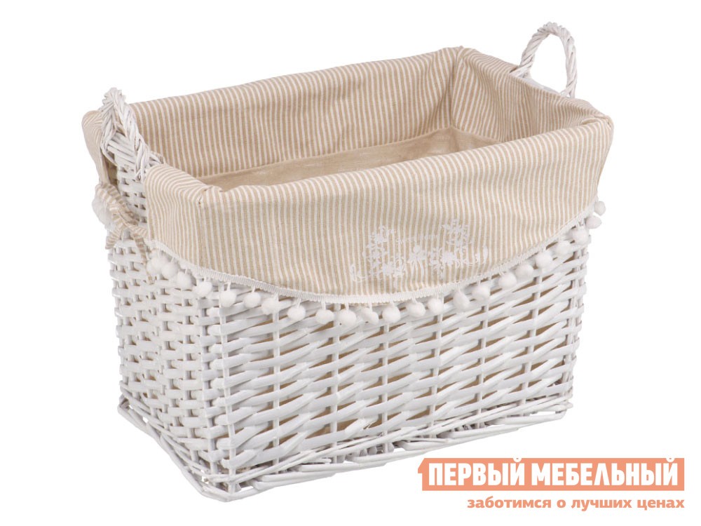 Корзина для хранения  Колокольчик Ивовая лоза / Полосы, ткань, L