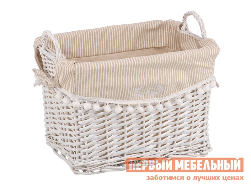 Корзина для хранения  Колокольчик Ивовая лоза / Полосы, ткань, M