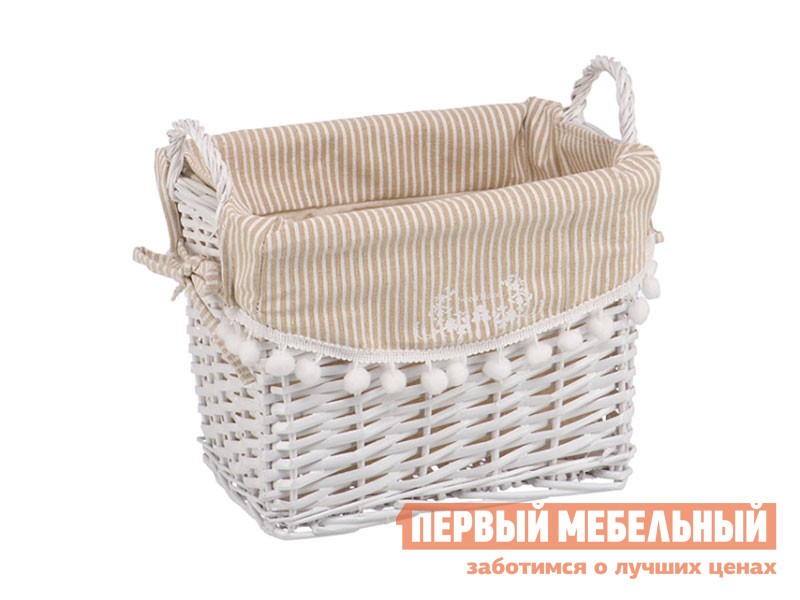 Корзина для хранения  Колокольчик Ивовая лоза / Полосы, ткань, S