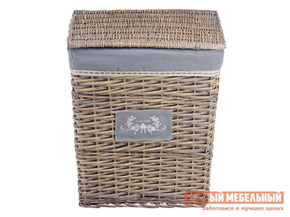 Корзина для хранения  Лен Ивовая лоза / Серый, ткань, XL