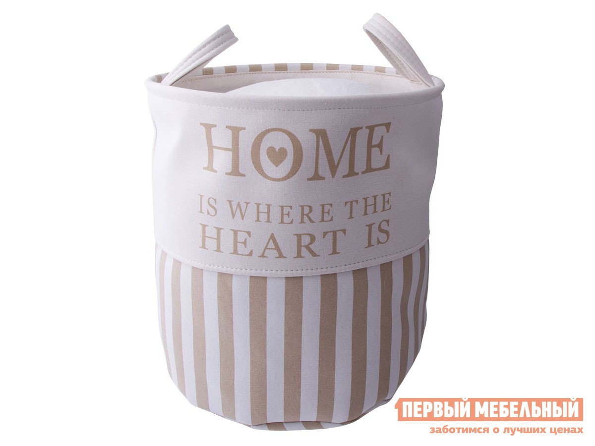 Корзина для хранения  Хоум Бежевая полоска, хлопковый шнур, XL