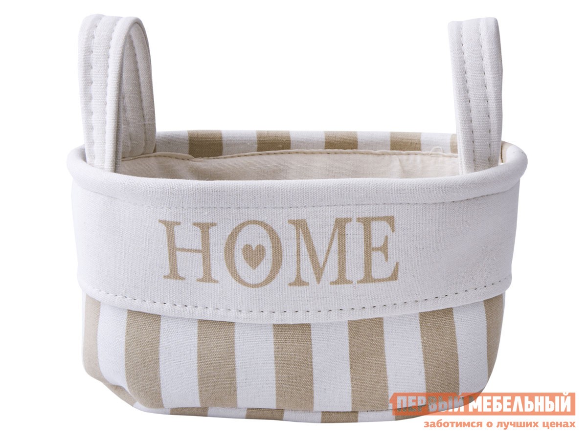 Корзина для хранения  Хоум Бежевая полоска, хлопковый шнур, XS