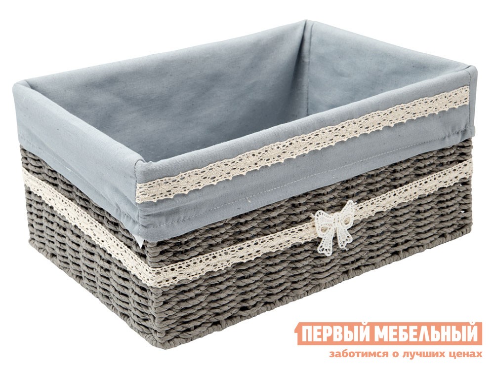 Корзина для хранения  Бантик Дерево, бумажная лента / Серый, ткань, L