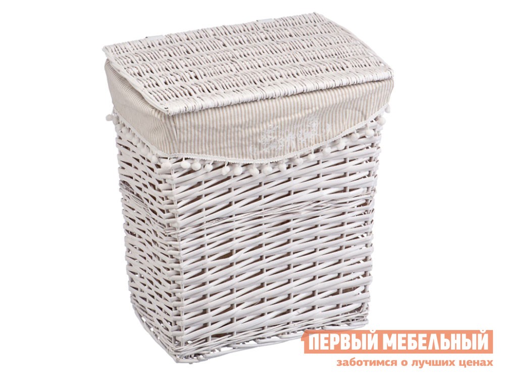 Корзина для хранения  Колокольчик Ивовая лоза / Полосы, ткань, L