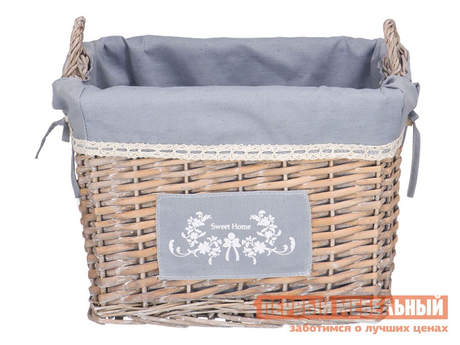 Корзина для хранения  Лен Ивовая лоза / Серый, ткань, M