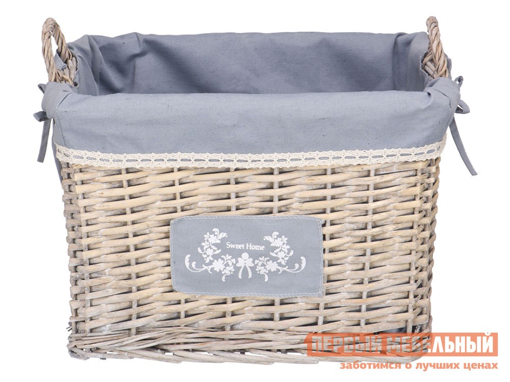 Корзина для хранения  Лен Ивовая лоза / Серый, ткань, L