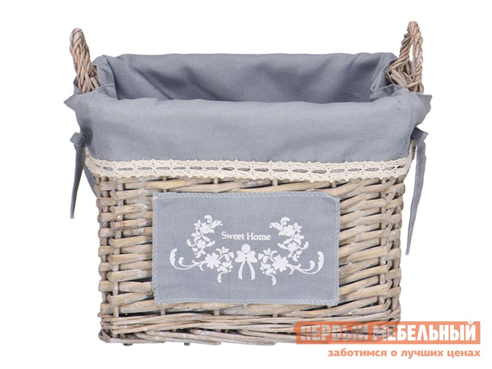 Корзина для хранения  Лен Ивовая лоза / Серый, ткань, S