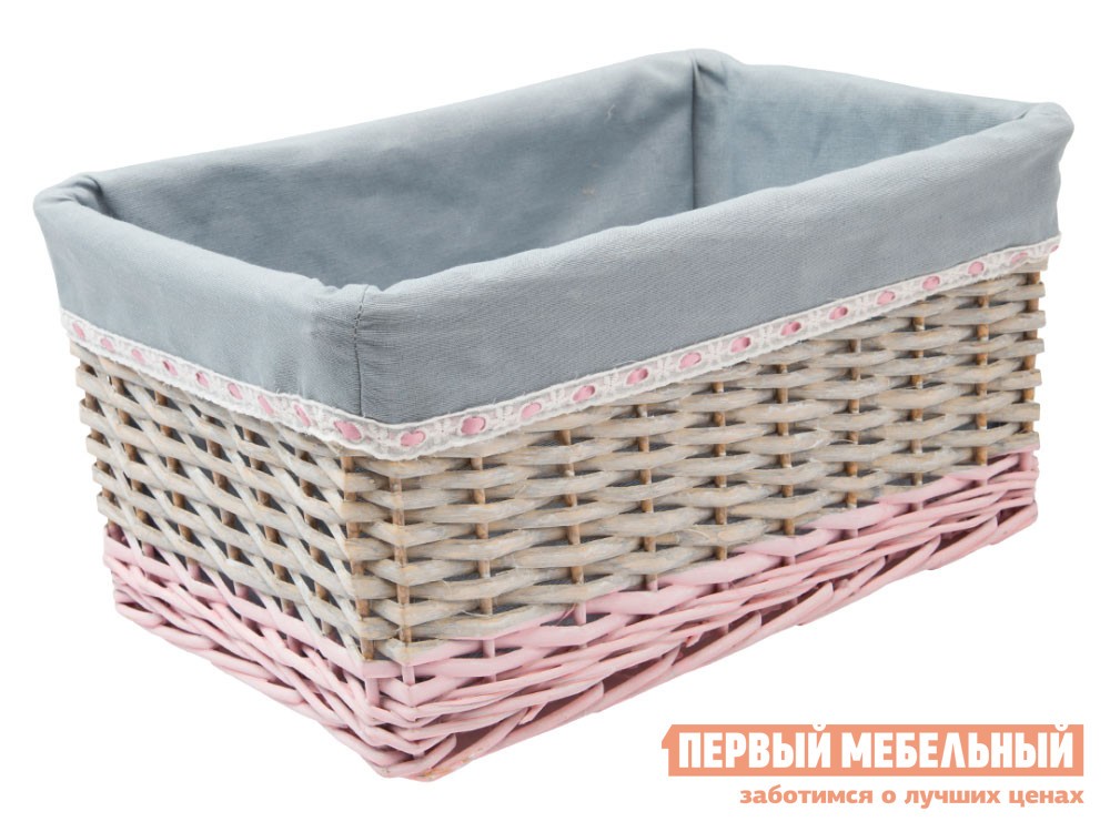 Корзина для хранения  Пудра Пудра, ивовая лоза / Серый, ткань, M