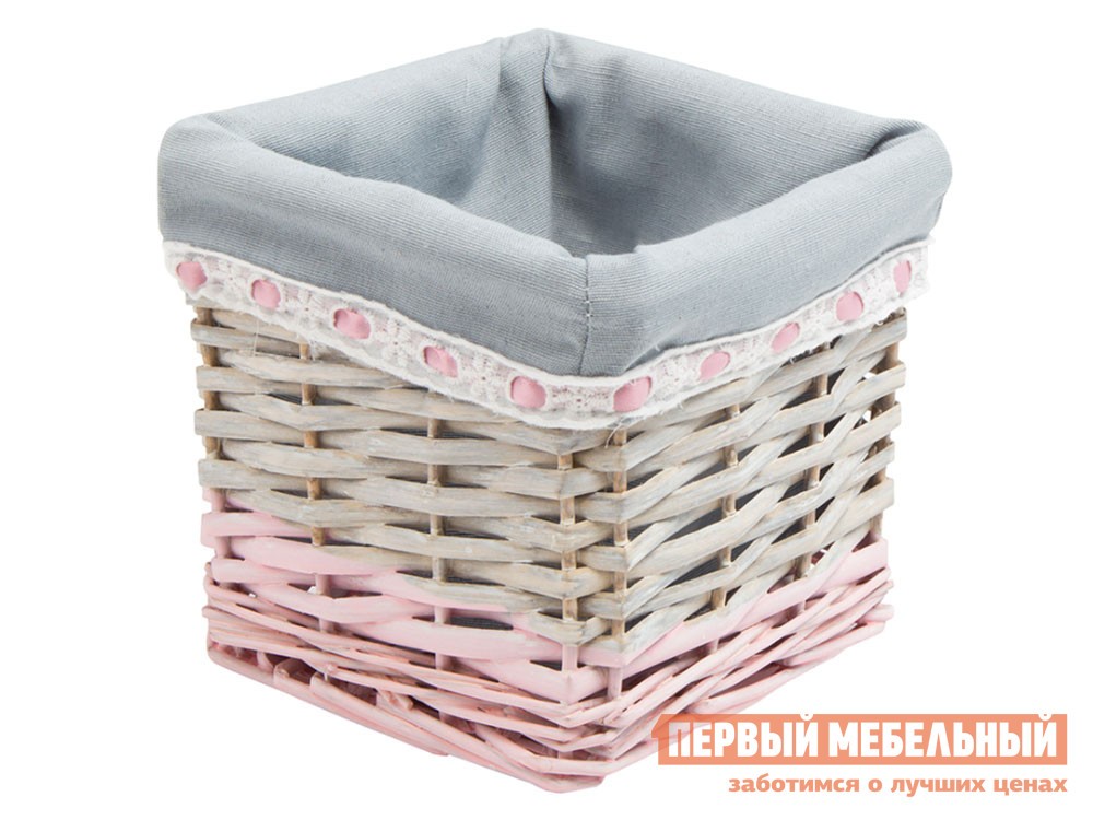 Корзина для хранения  Пудра Пудра, ивовая лоза / Серый, ткань, S