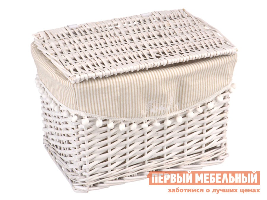 Корзина для хранения  Колокольчик Ивовая лоза / Полосы, ткань, L