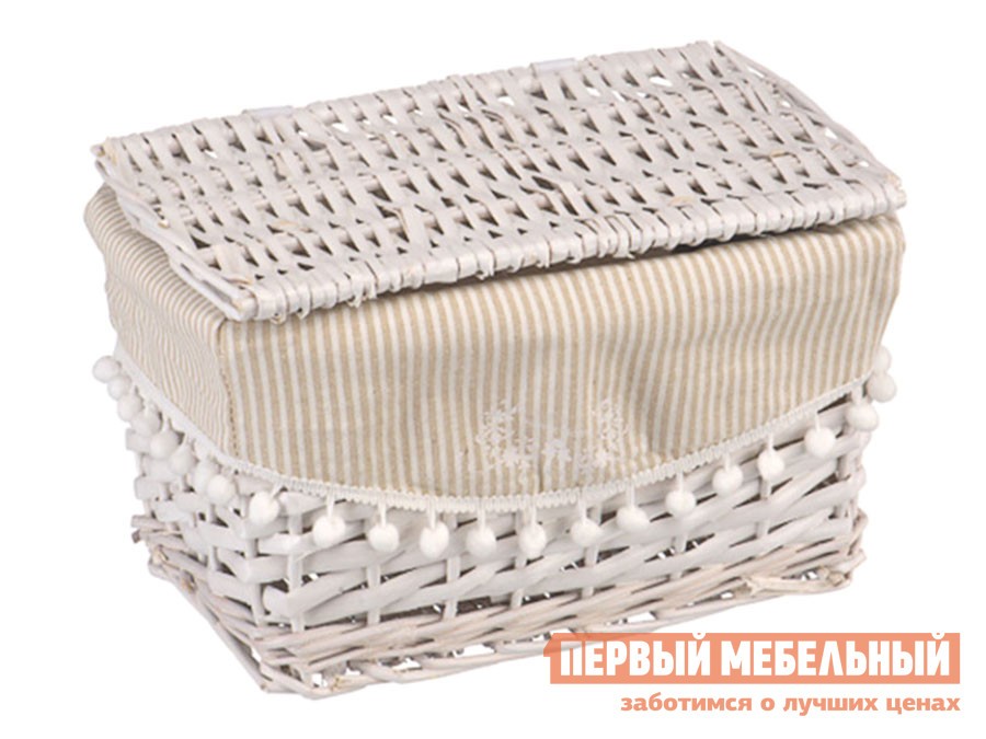 Корзина для хранения  Колокольчик Ивовая лоза / Полосы, ткань, S