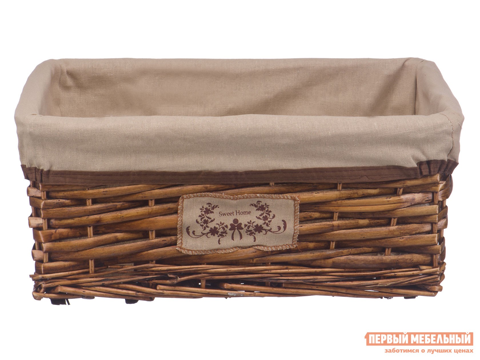 Корзина для хранения  Орех Ивовая лоза / Орех, ткань, M