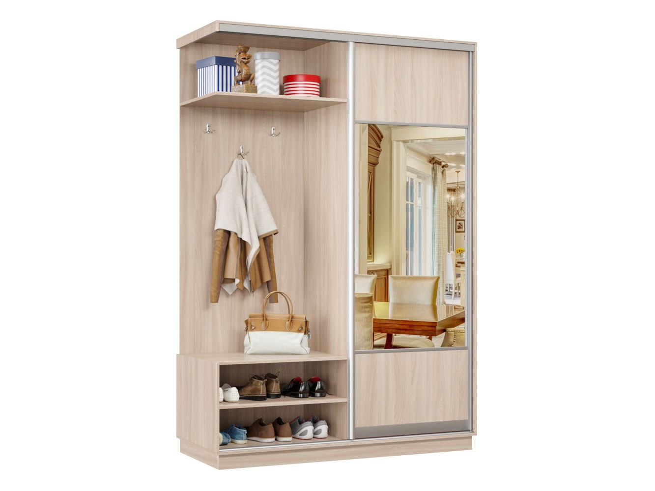 Прихожая  Маршал Лайт Ясень Шимо светлый, 2200 мм, 450 мм, Левая