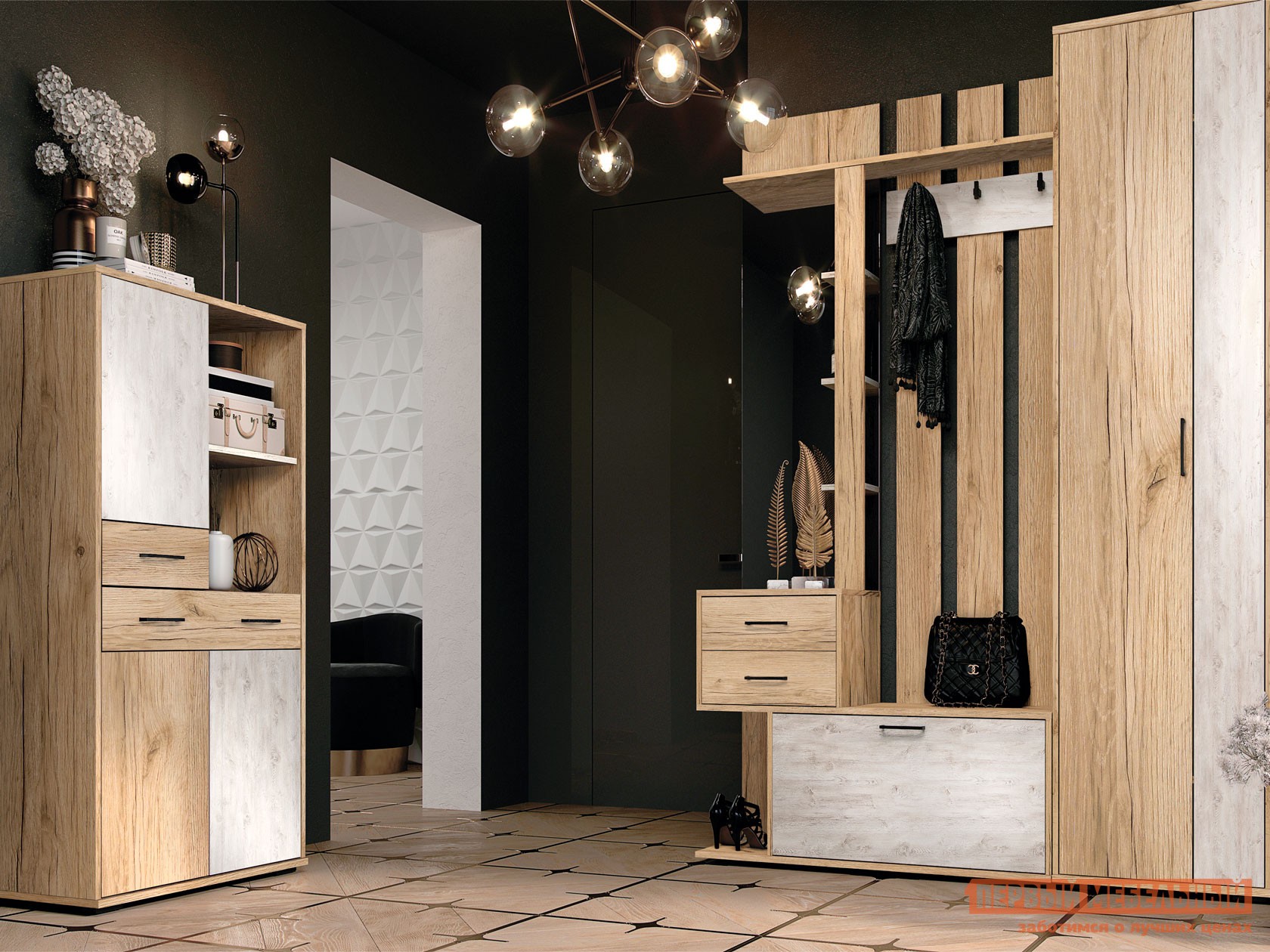 Прихожая  Сканди Дуб Делано / Сосна Санторини светлая