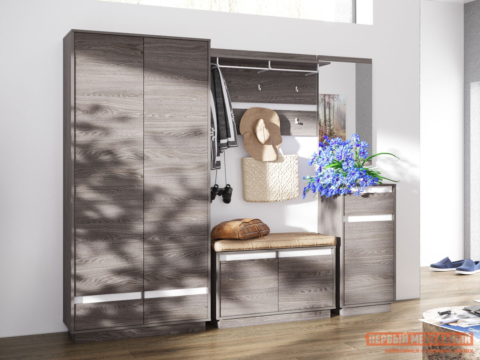 Прихожая  Вирджиния Ясень Анкор темный / Белый