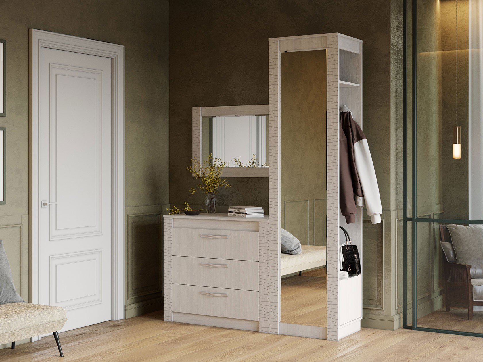 Прихожая  Монако Белый ясень