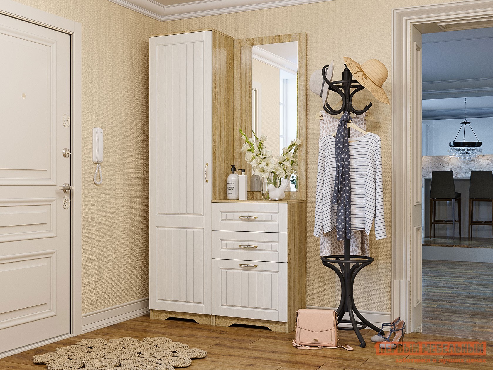 Прихожая  Оливия Лайт Дуб Сонома / Белое дерево