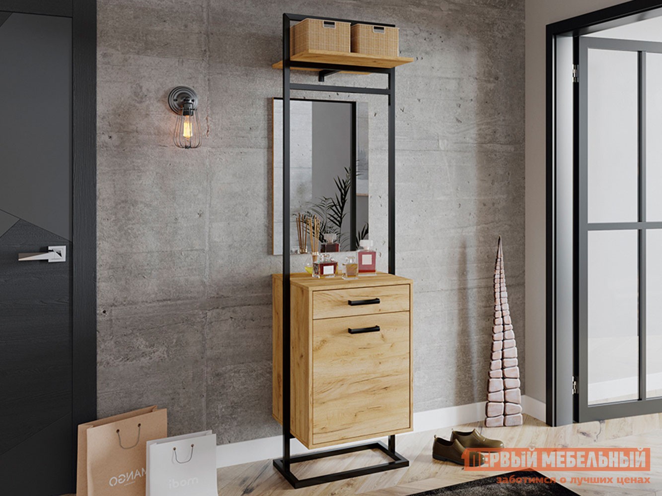 Прихожая  Прихожая Лофт Черный / Дуб Крафт золотой