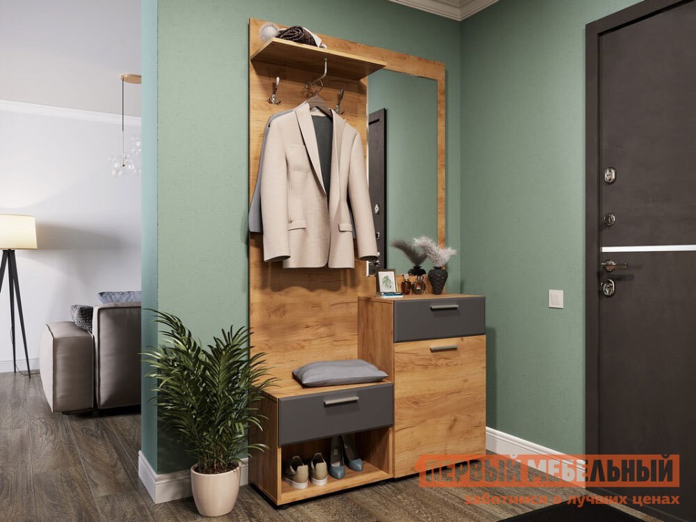 Прихожая  Сафари Дуб Крафт золотой / Графит Софт