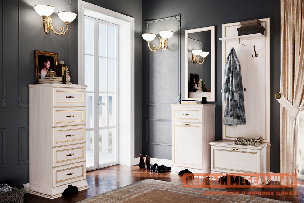 Прихожая  Сиена Бодега белый, патина золото