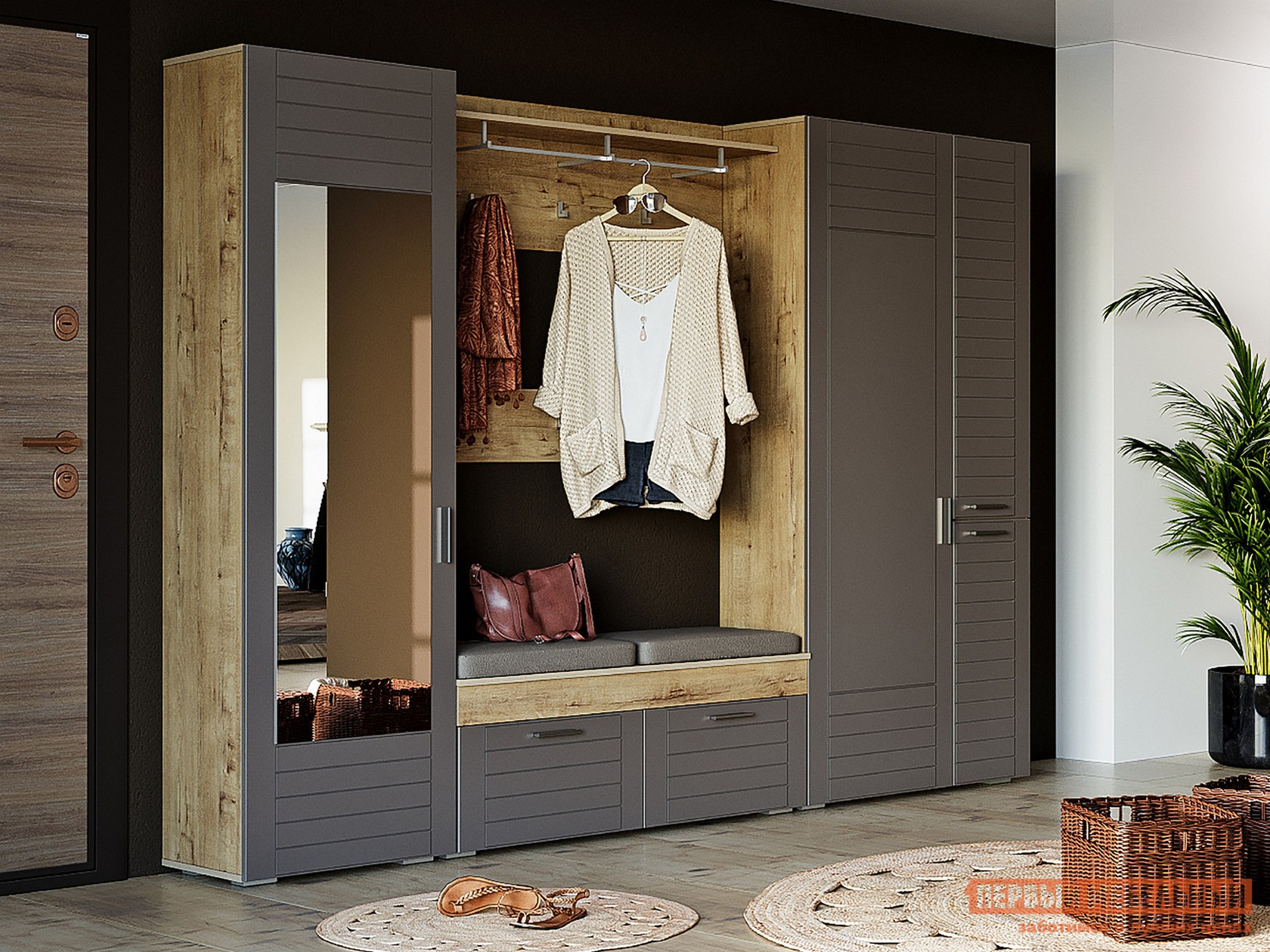 Прихожая  Ливорно Дуб бунратти / Софт графит