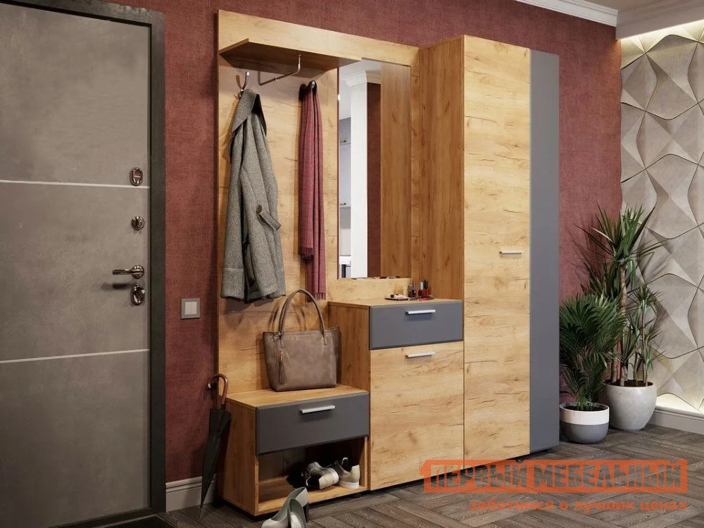 Прихожая  Сафари Дуб Крафт золотой / Графит Софт