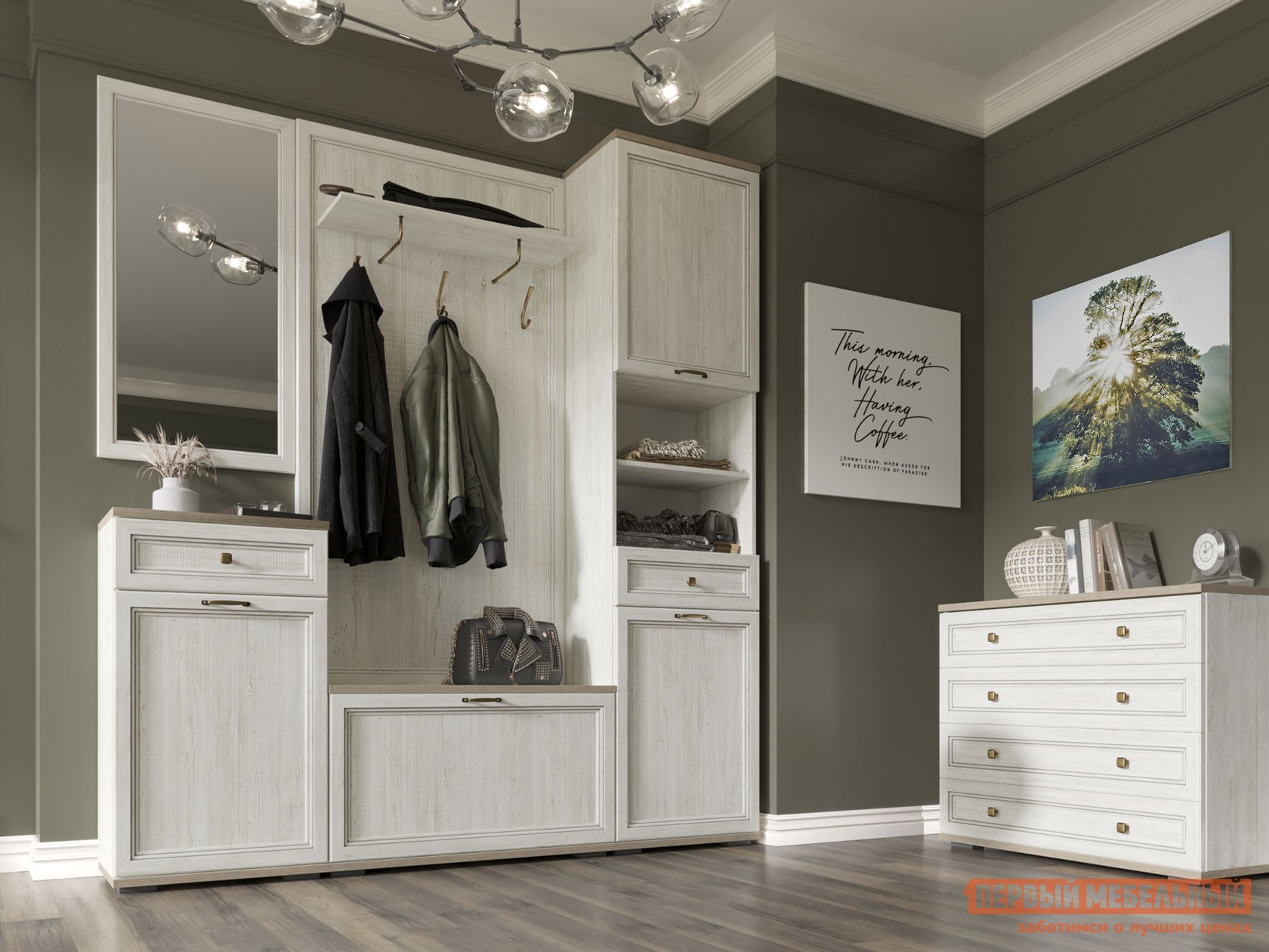 Прихожая  Александрия Сосна Санторини светлая