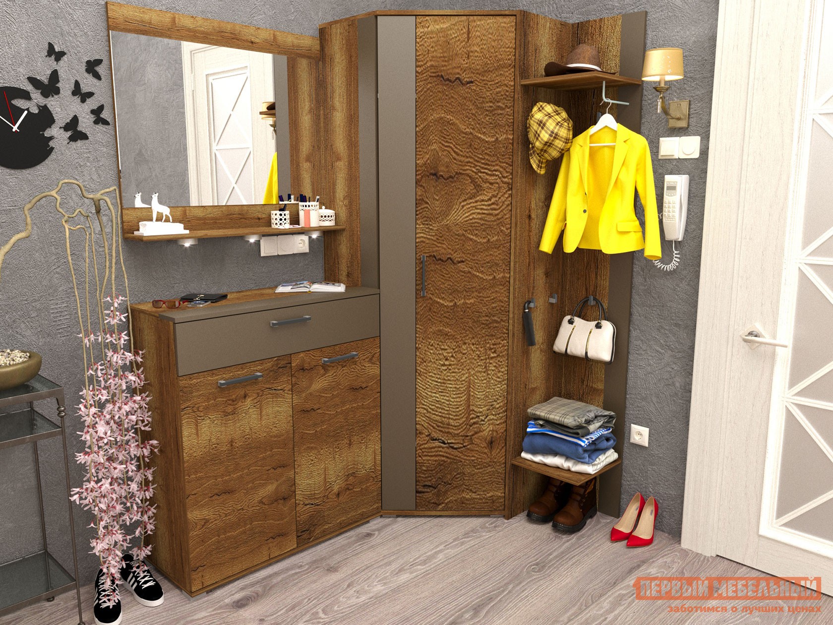 Прихожая  Ханна Дуб Галифакс Табак / Серый