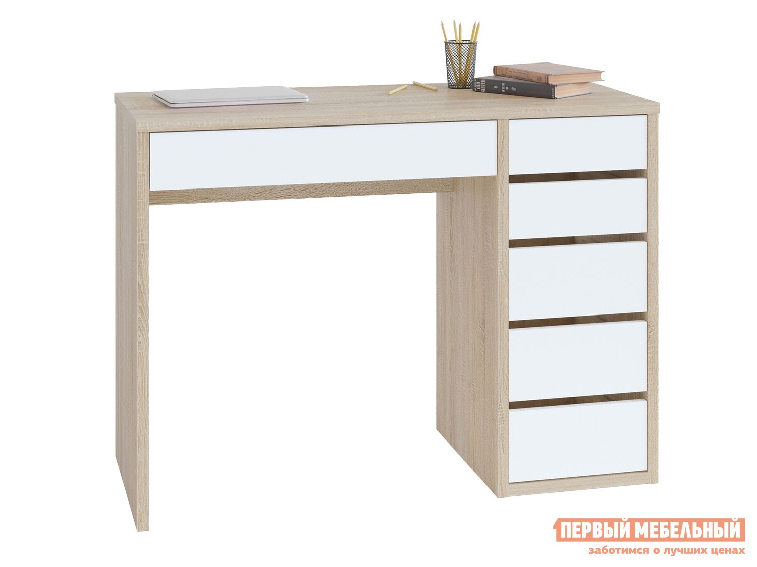 Письменный стол  СТм-10 Дуб Сонома / Белый, Правая