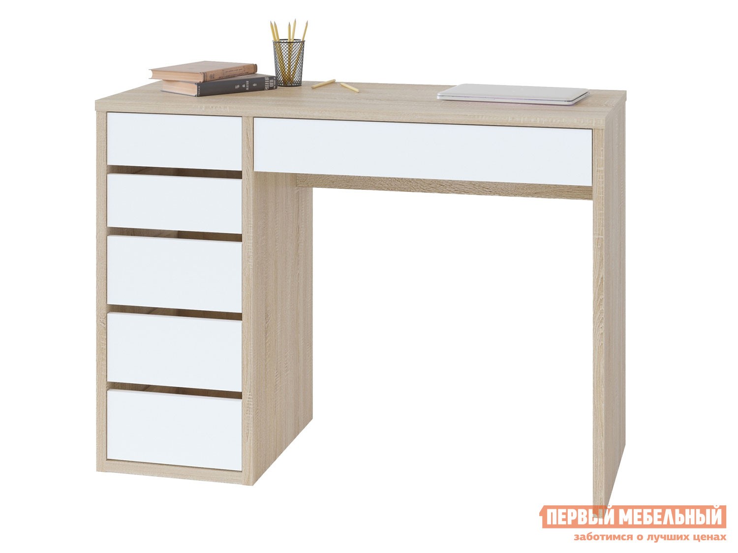 Письменный стол  СТм-10 Дуб Сонома / Белый, Левая