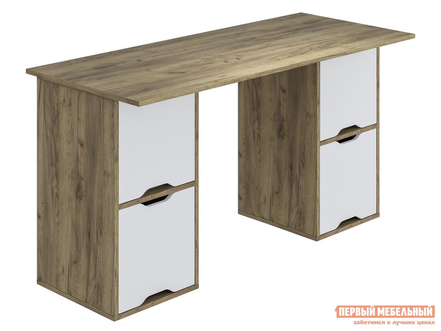 Письменный стол  Юнит Дуб Крафт / Белый, 2 тумбы