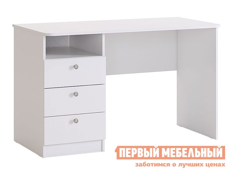 Письменный стол  Гламур Белый / Белый глянец, Без надстройки