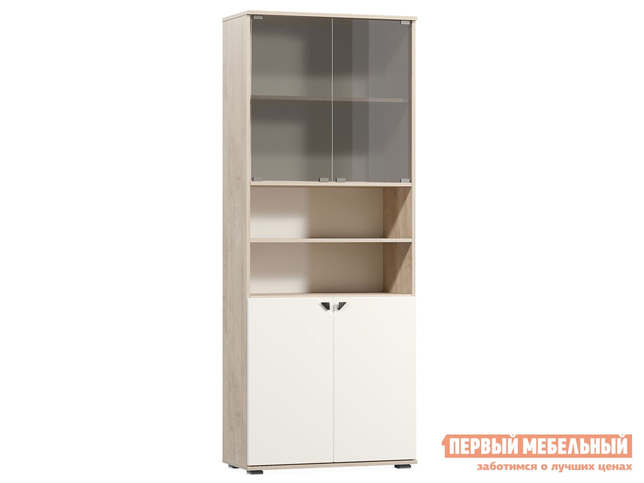 Стеллаж  Бостон 13.156 Дуб Эндгрейн элегантный / Милк Рикамо софт