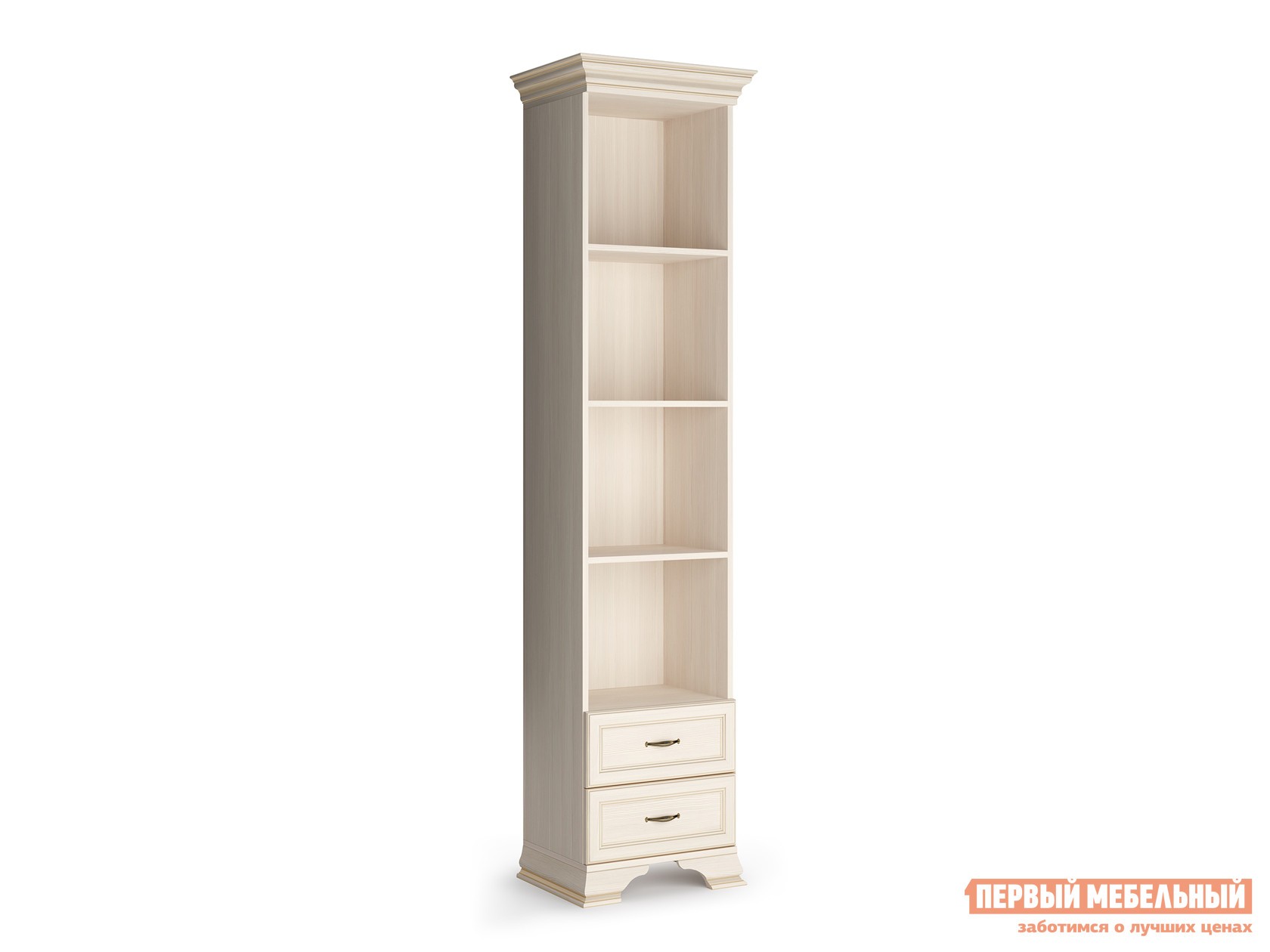 Стеллаж  Сиена Бодега белый, патина золото, Средний