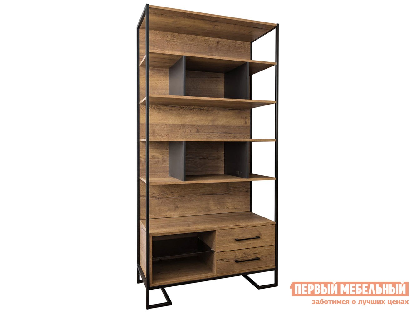 Стеллаж  Лофт Дуб Табак / Графит, С дополнительными полками