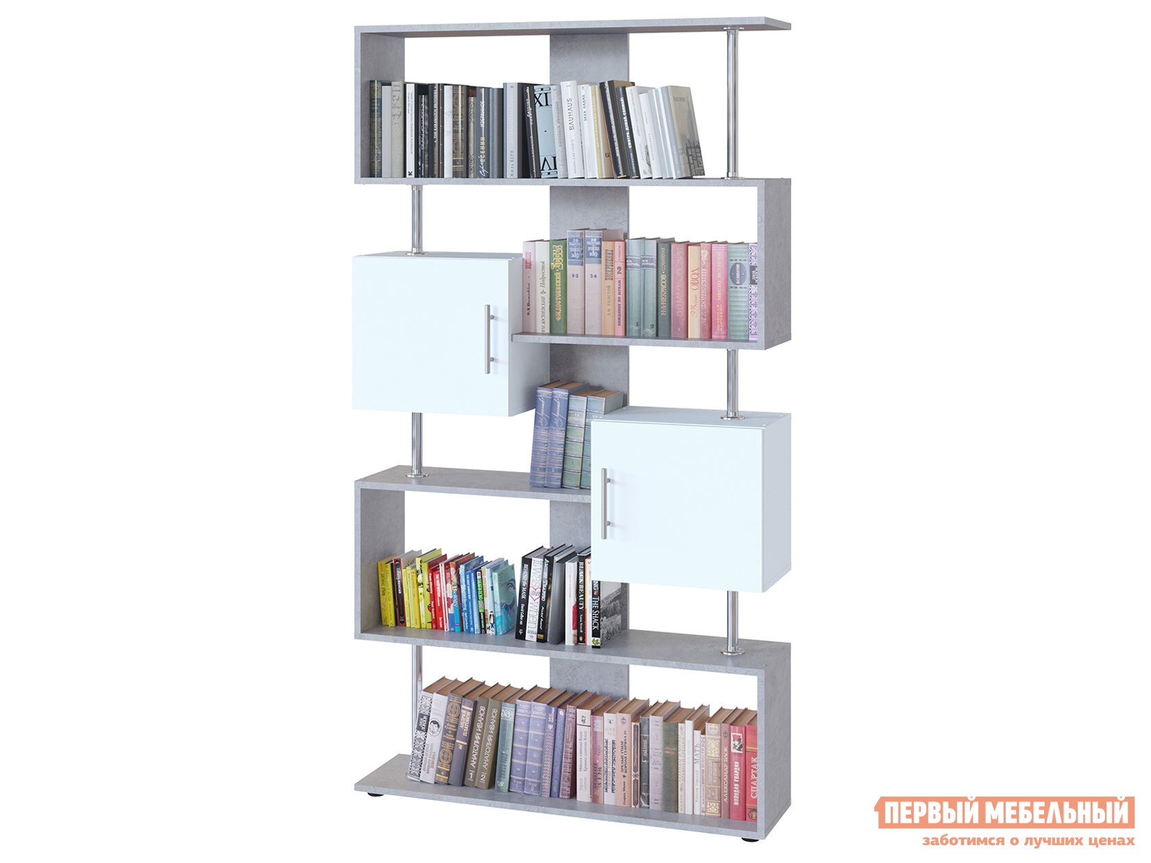 Стеллаж  СТ-2 Бетон / Белый