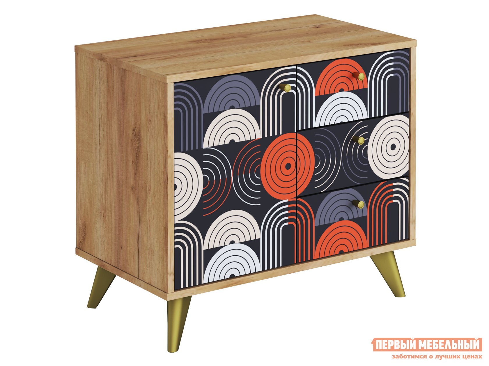 Комод  Фьюжн Дуб Крафт золотой / Фотопечать Vinil