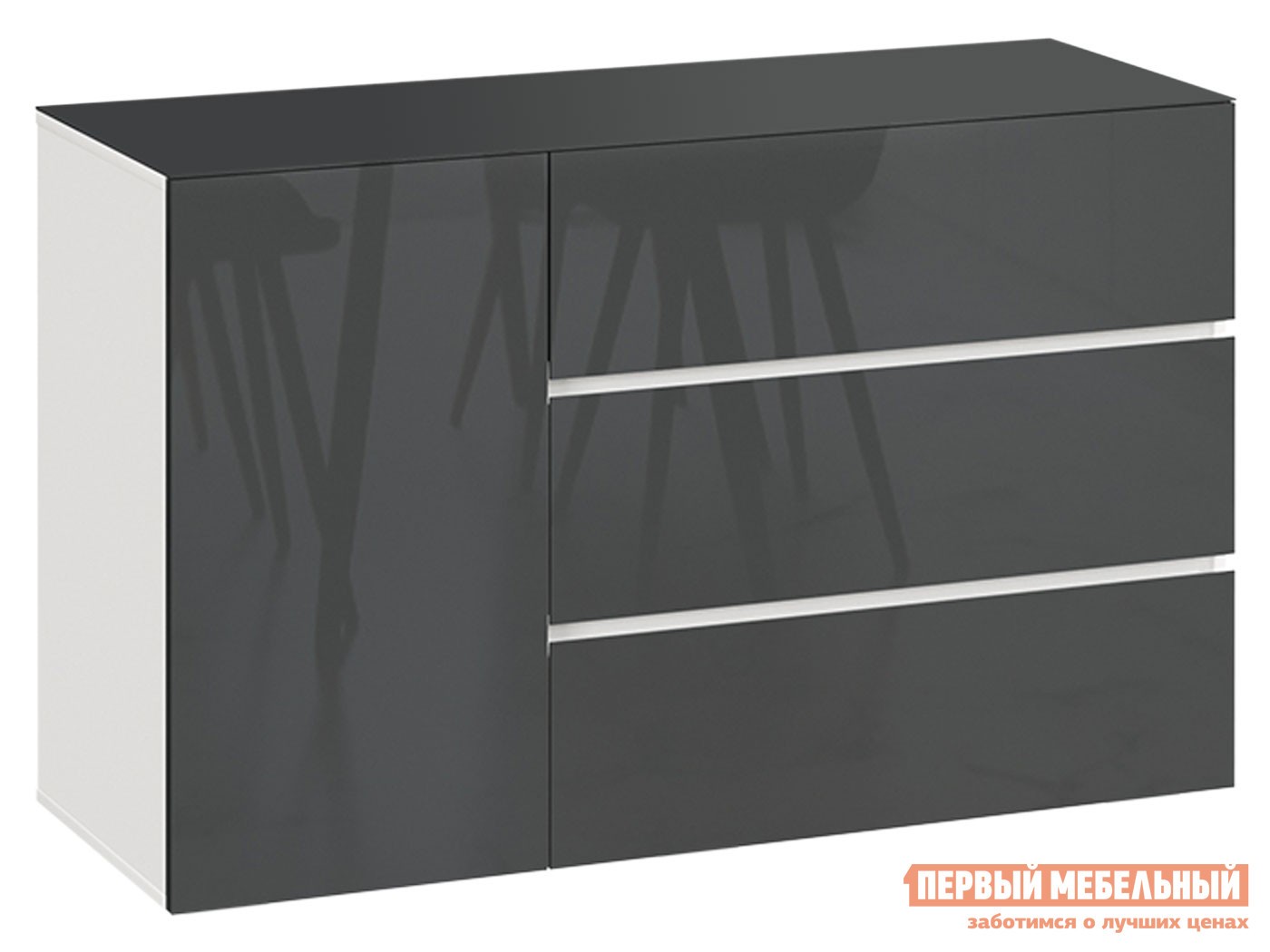 Комод  Глянец Белый / Антрацит, стекло