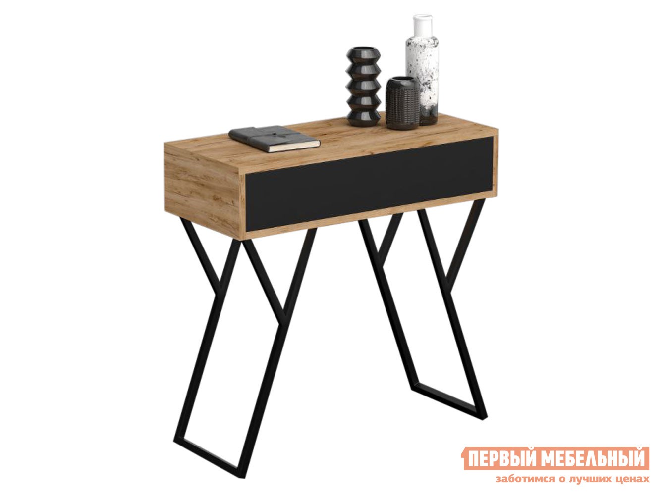 Комод  Мехико Черный, металл / Дуб Крафт золотой / Черный