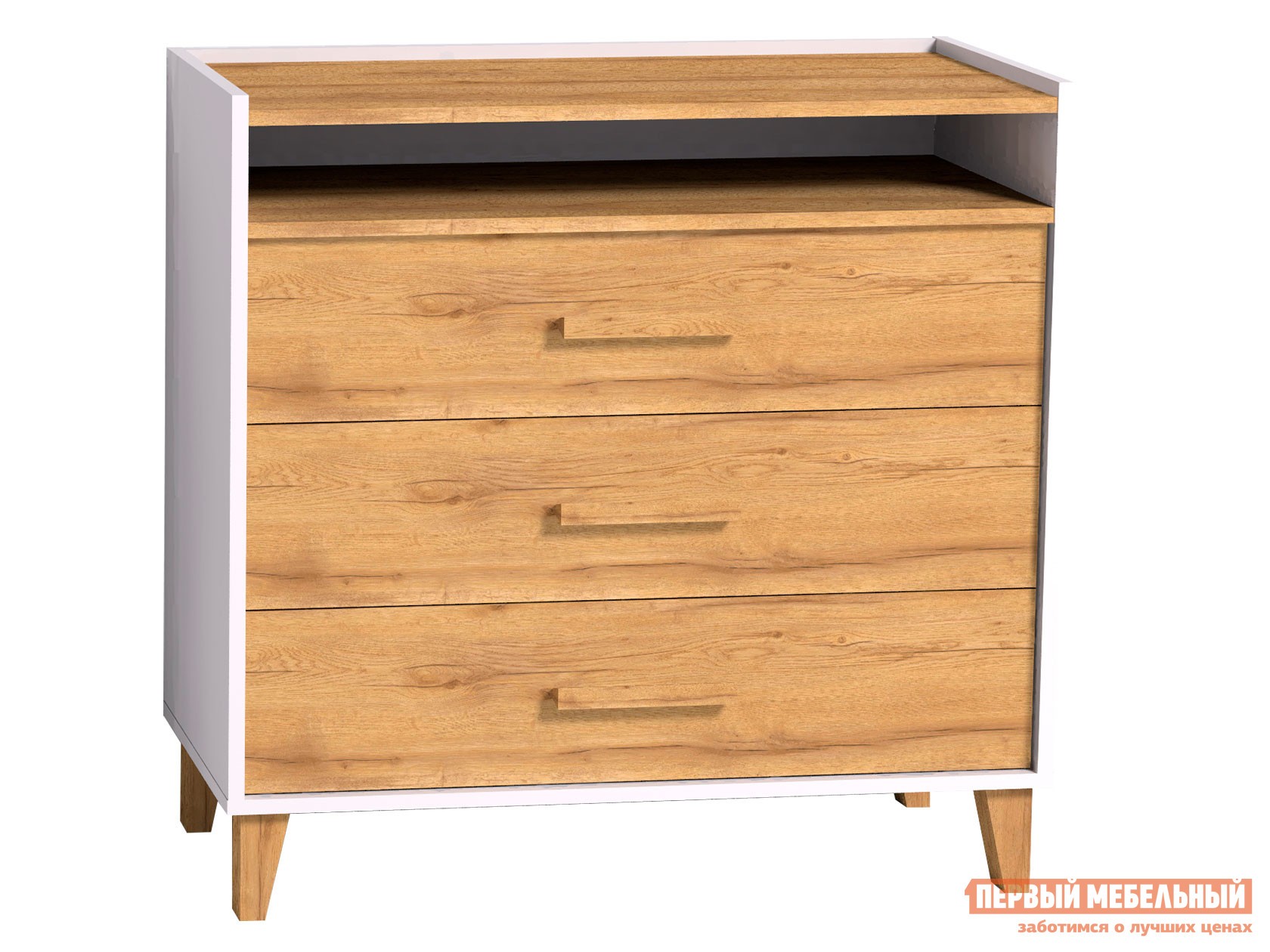 Комод  Айрис Белый / Дуб золотистый