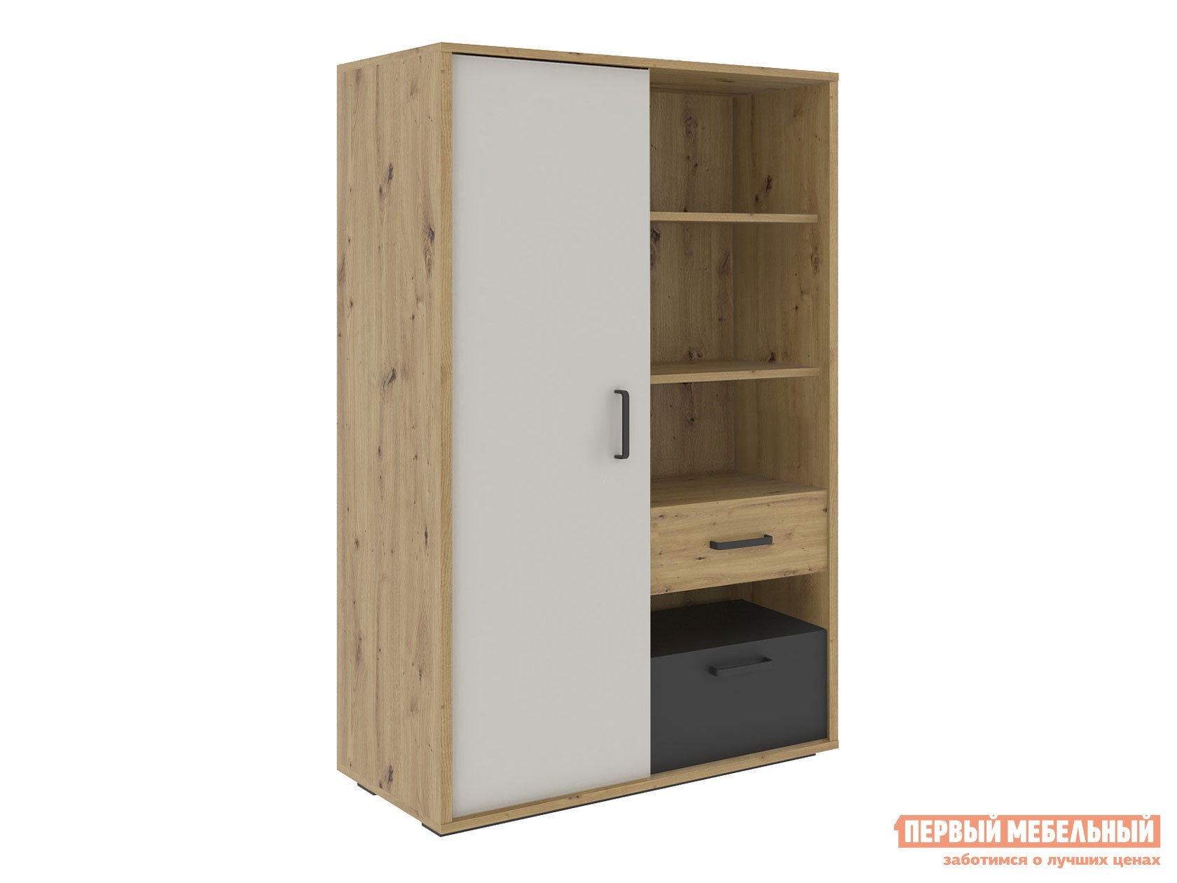 Комод  Кубо Дуб Артизан / Черный матовый / Холодный серый, Без блока питания