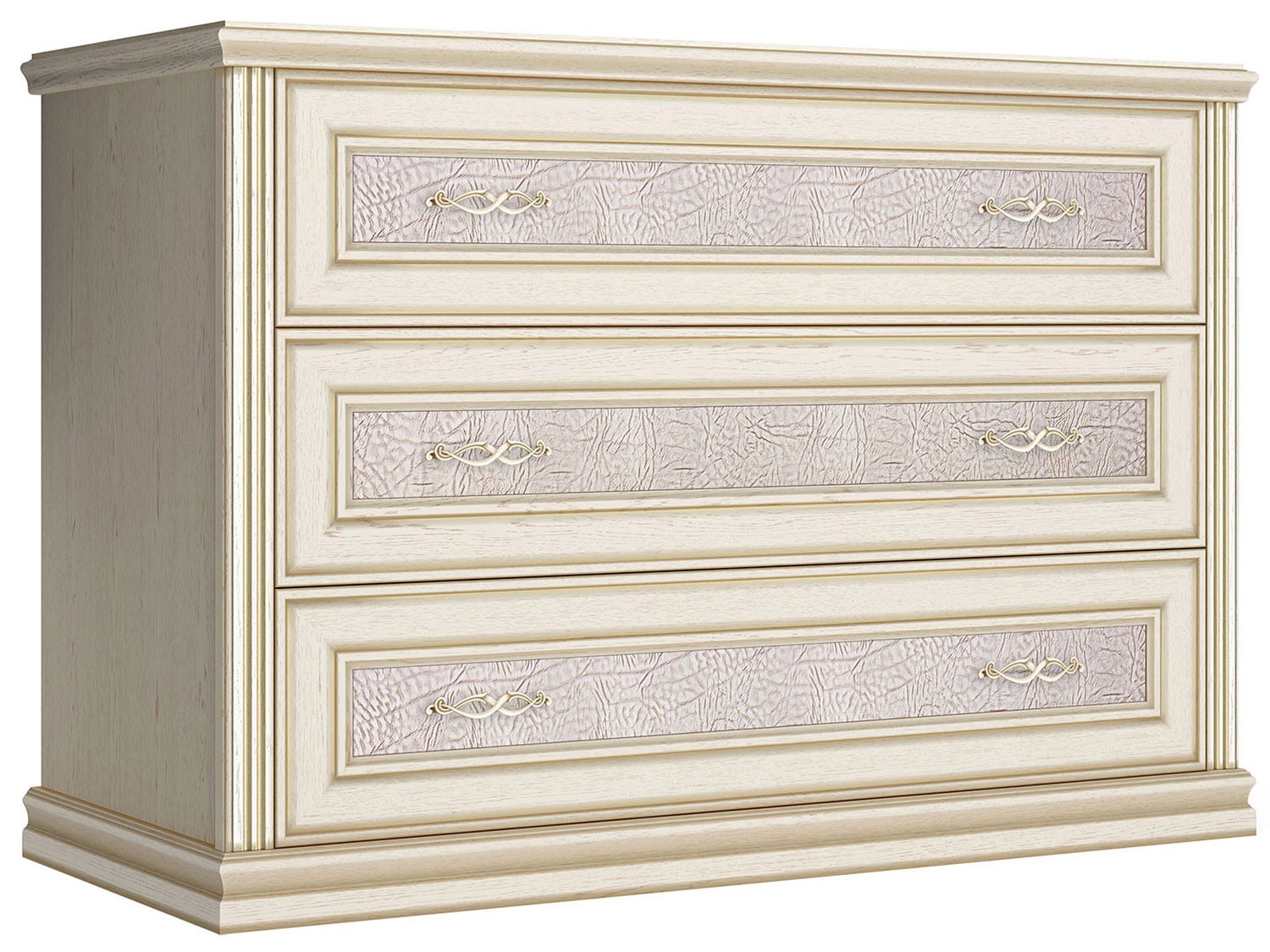 Комод  Венето Дуб молочный / Кожа перламутр