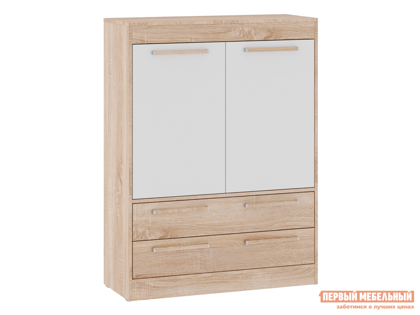 Комод  Оксфорд Лайт Дуб Сонома / Белый глянец