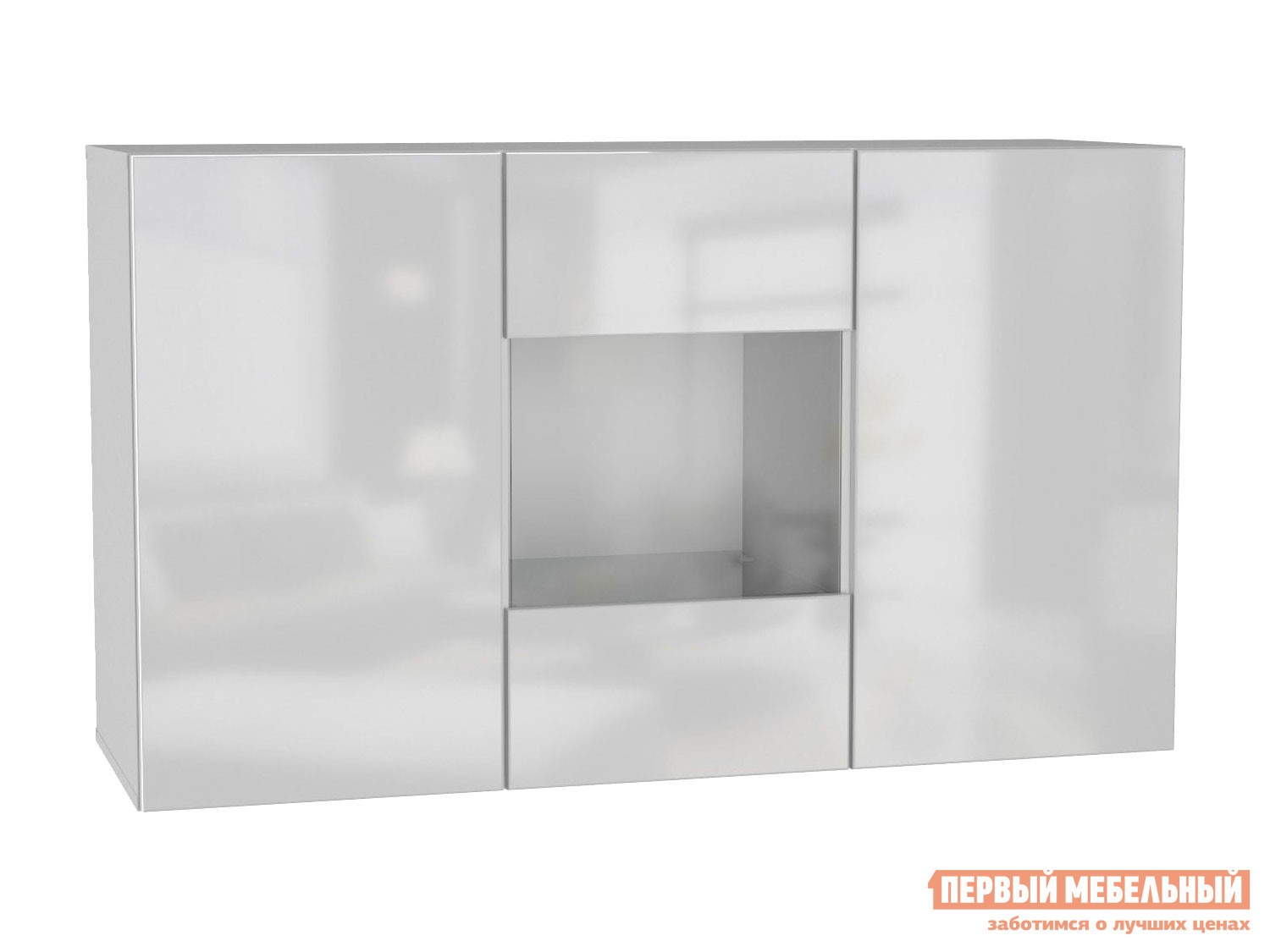 Комод  Поинт Белый / Белый глянец / Стекло, Без блока питания