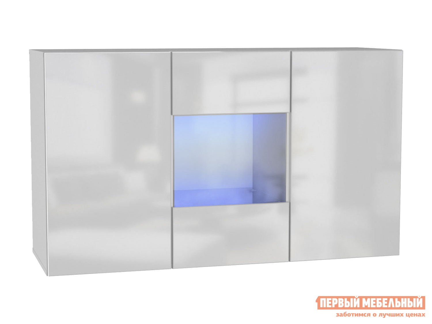 Комод  Поинт Белый / Белый глянец / Стекло, С блоком питания