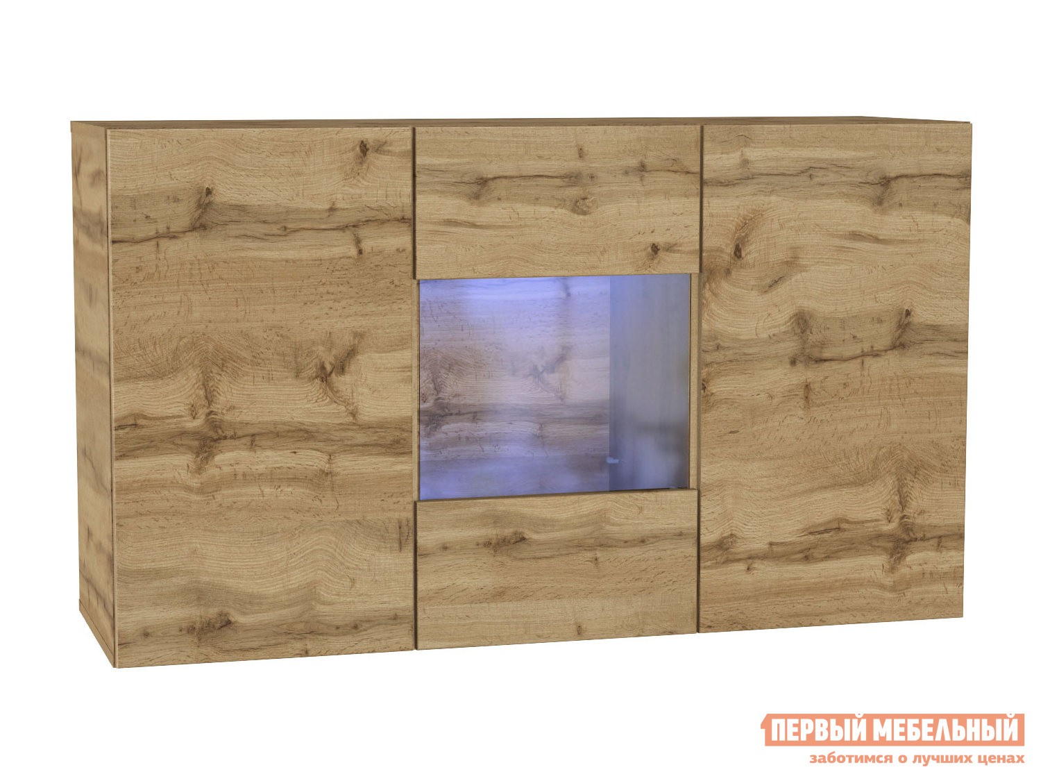 Комод  Поинт Дуб Вотан / Стекло, С блоком питания