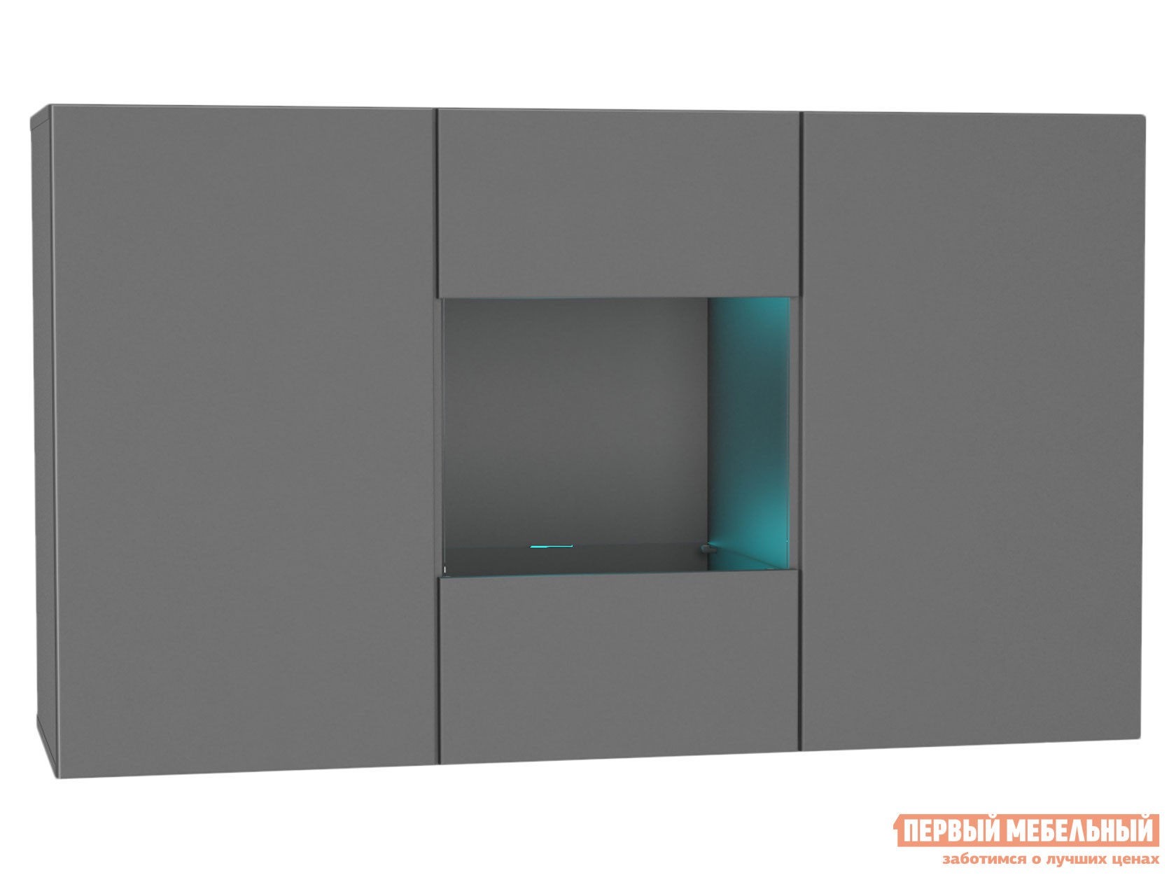 Комод  Поинт Серый графит / Стекло, С блоком питания