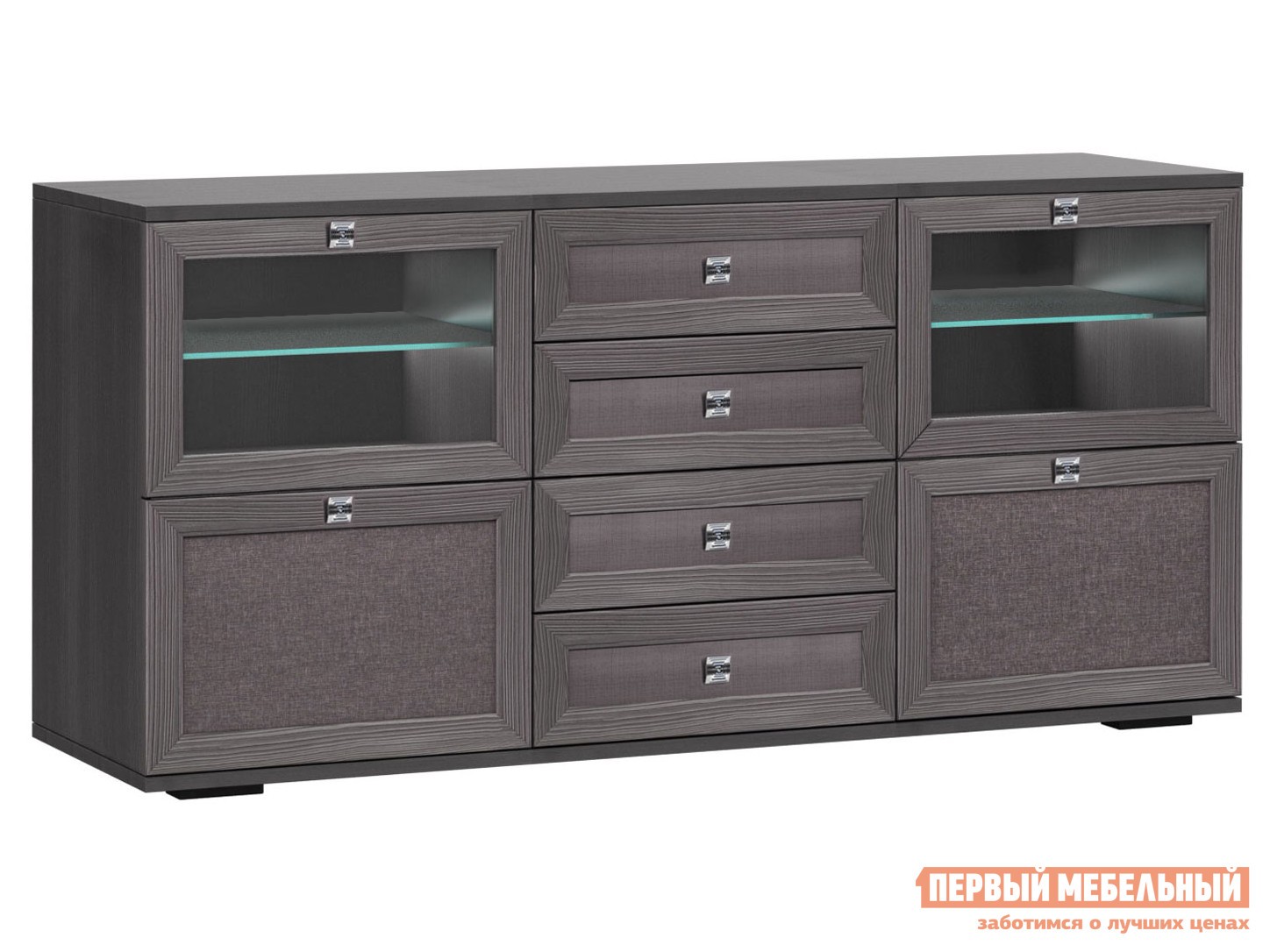 Комод  Парма Нео 24 Лиственница темная / Экокожа дила, Без подсветки