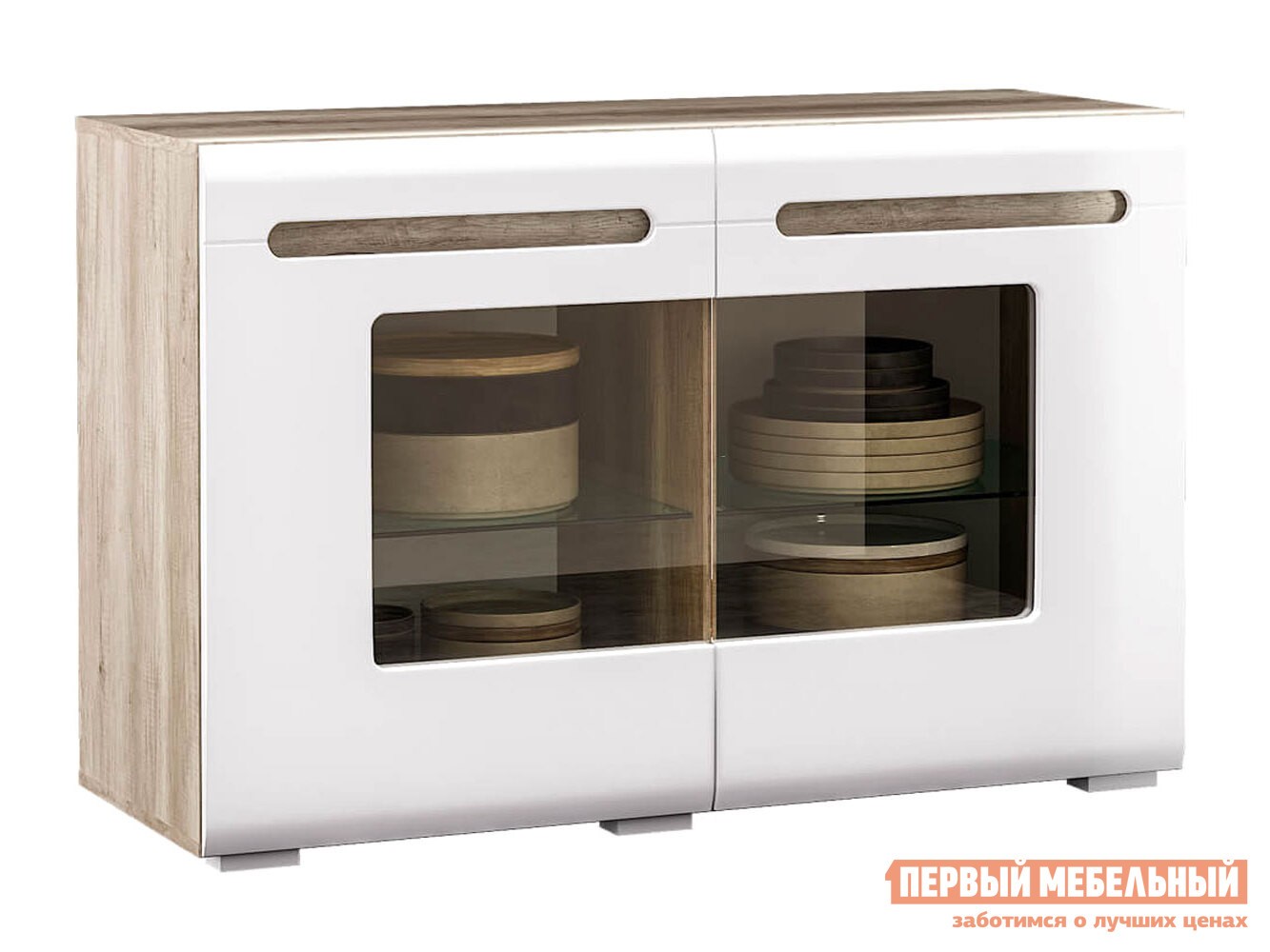 Комод  Наоми Лайт Дуб Каньон / Белый глянец