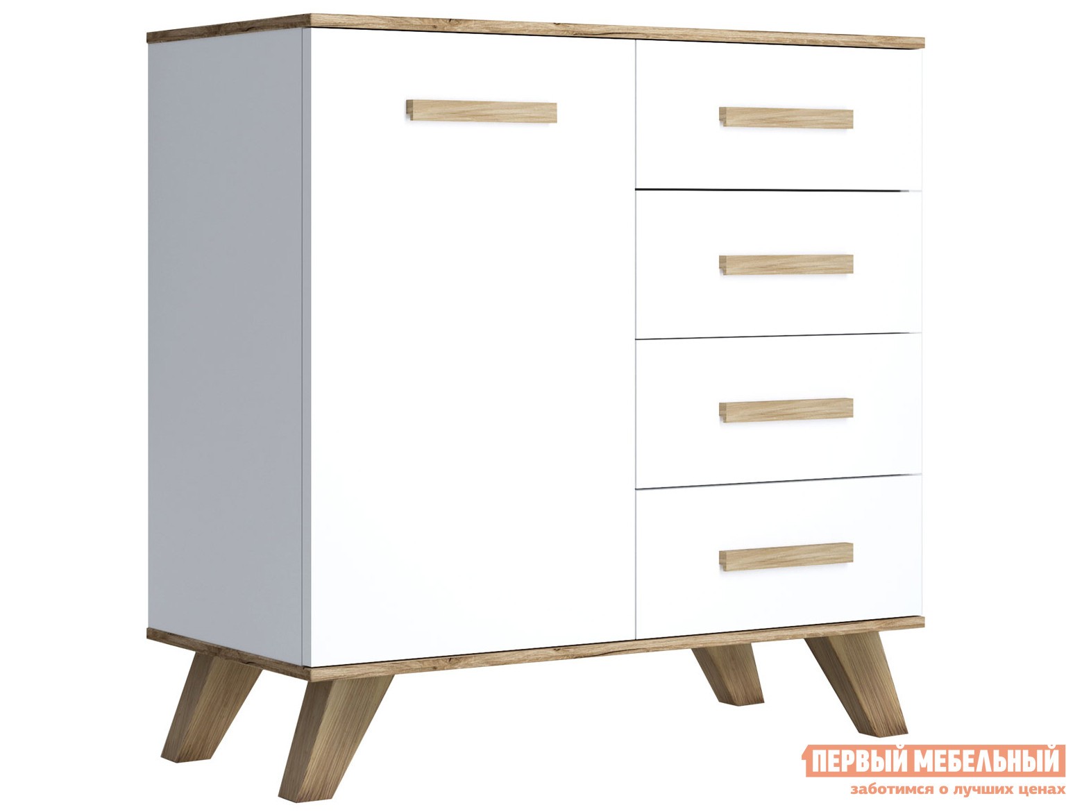 Комод  Вега Скандинавия Дуб Каньон / Белый / Белый глянец